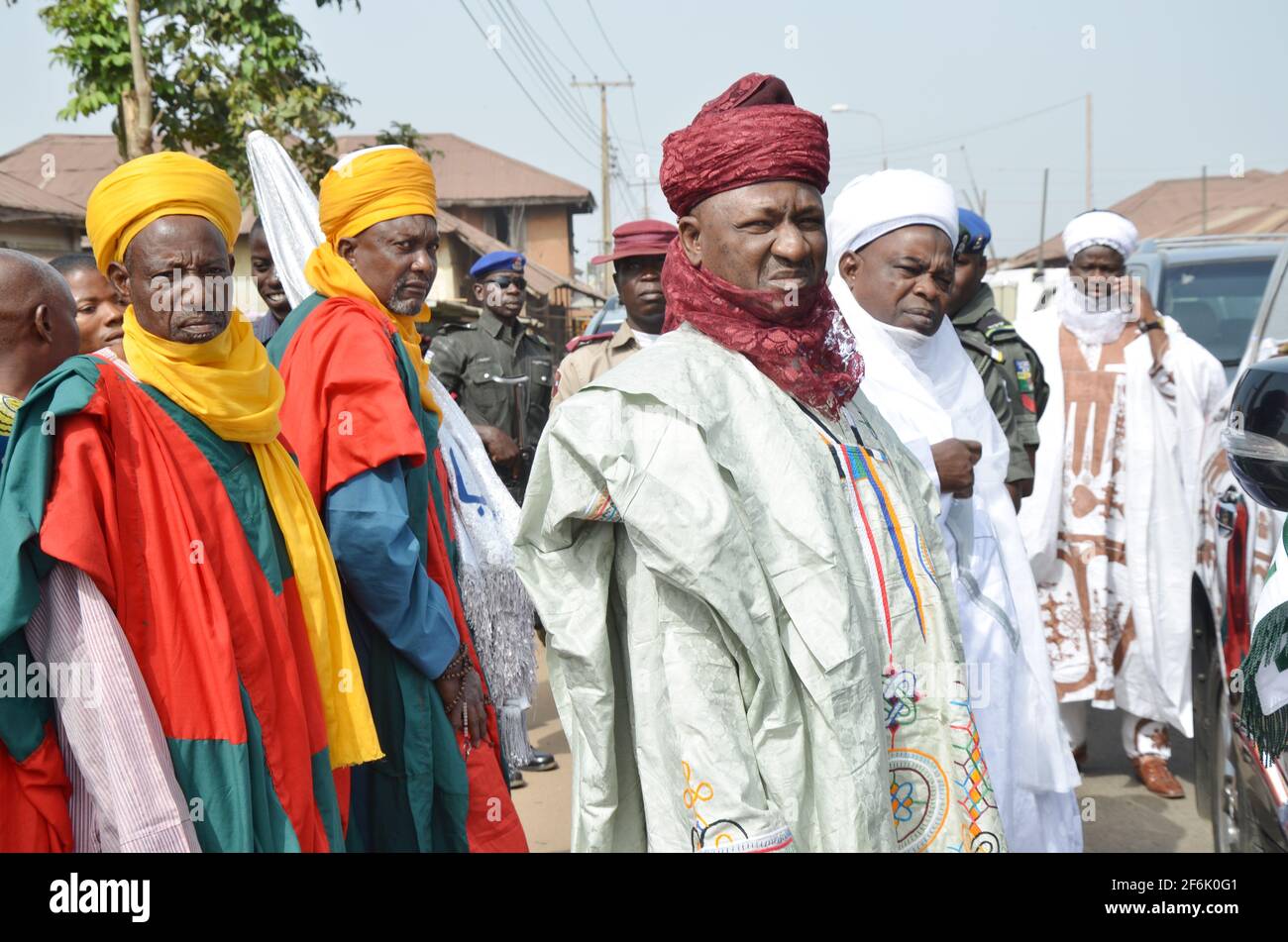 Northern Emirs arriving at the coronation ceremony of Ooni of Ife, Oba Adeyeye Enitan Ogunwusi, Ile-Ife, Osun State, Nigeria. Stock Photo