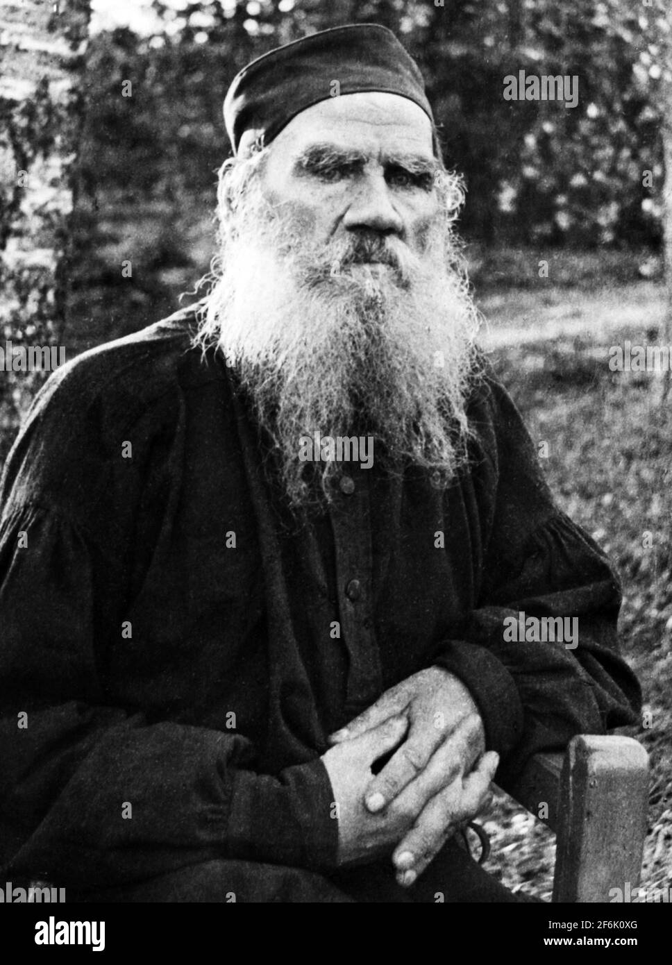 Vintage portrait photo of Russian writer Leo Tolstoy (1828 – 1910) – author of War and Peace + Anna Karenina. Photo circa 1897. Stock Photo