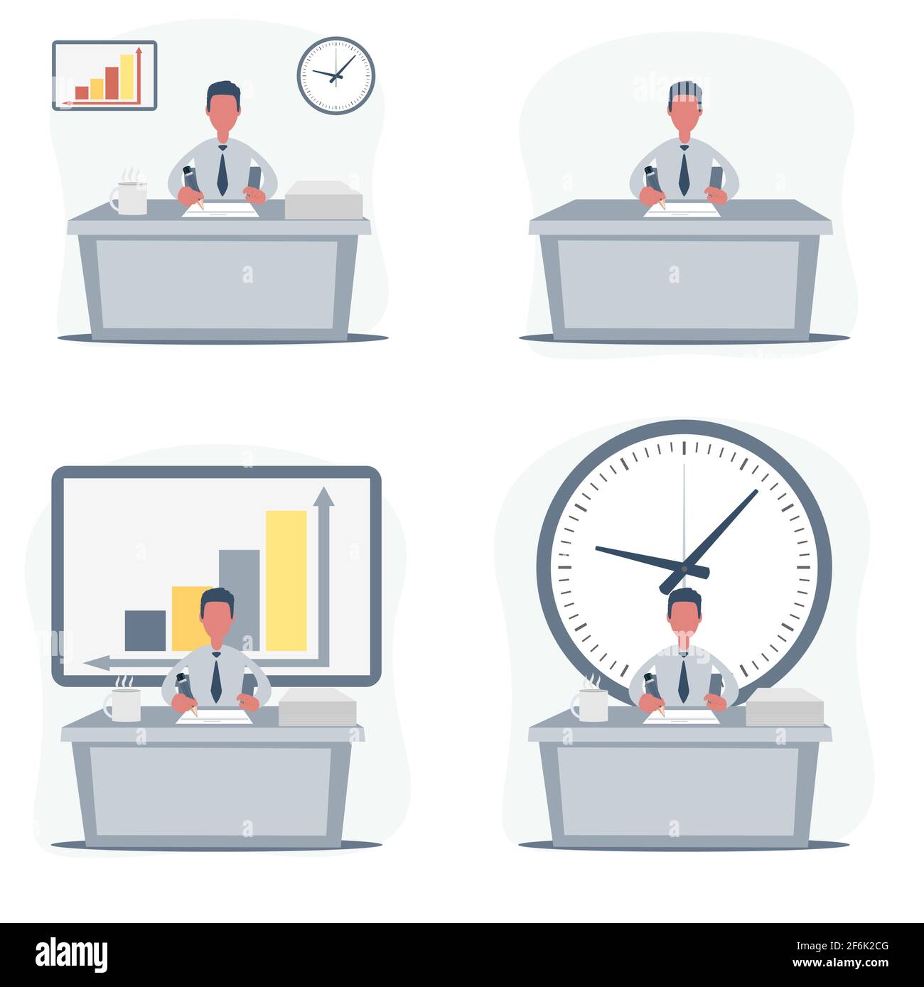Cartoon Businessman Sitting Work Desk Cut Out Stock Images And Pictures Alamy 3785