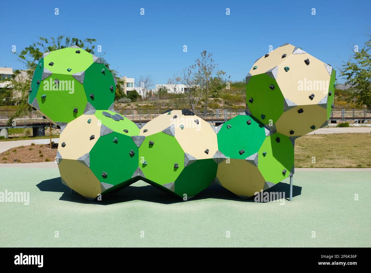 IRVINE, CALIFORNIA - 29 MAR 2021: Climbing Structure in the playground of the Bosque area of the Orange County Great Park. Stock Photo