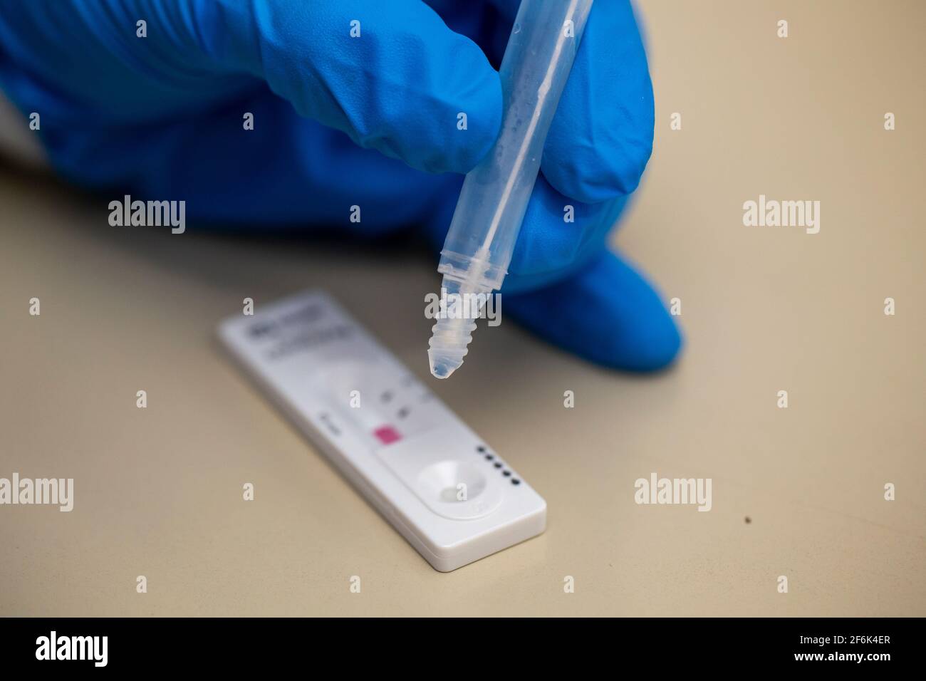 Illustration shows a demonstration of a rapid COVID19 test in Brussels, Thursday 01 April 2021