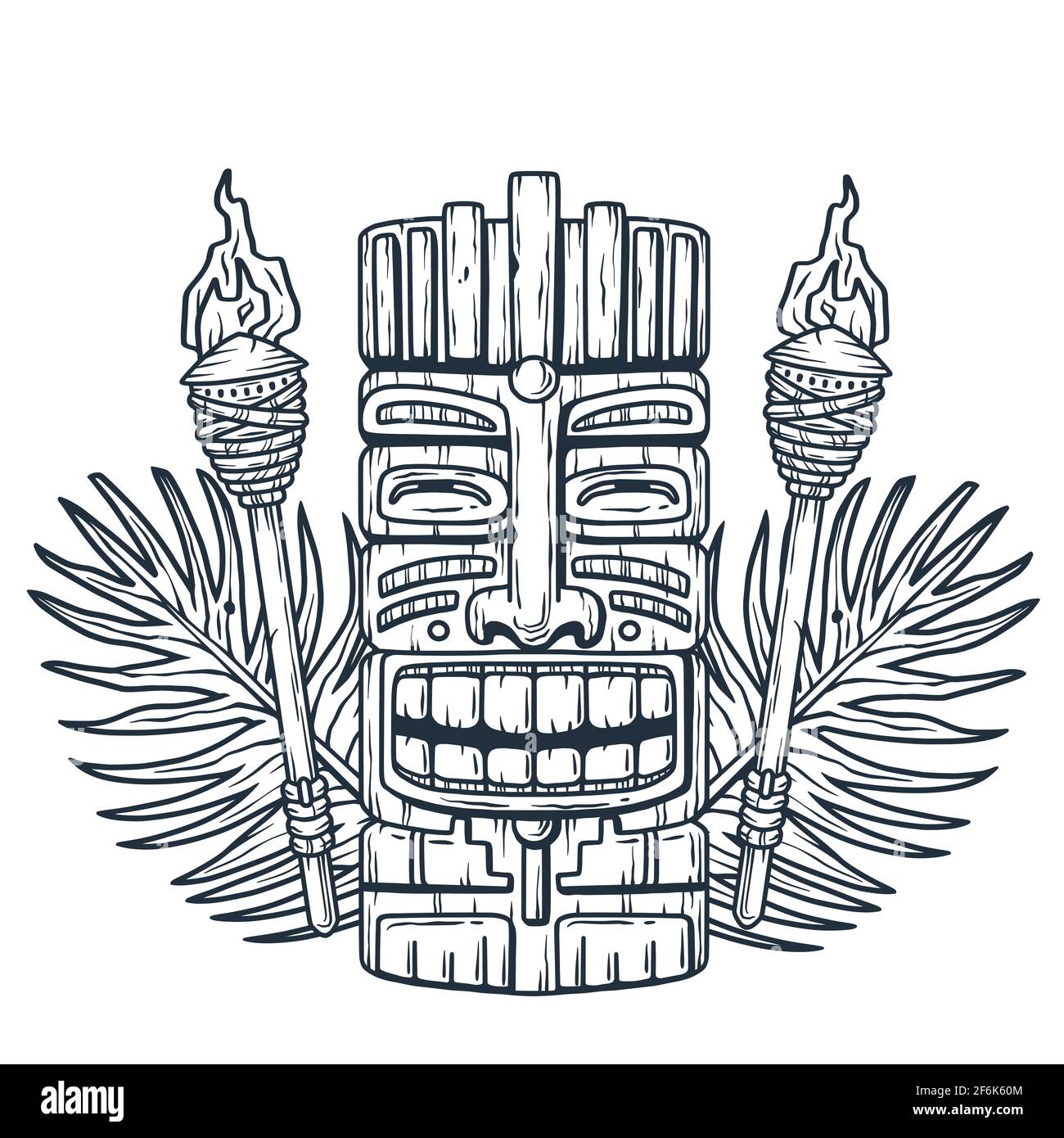 Set of hawaii tiki mask or face idol. Ethnic totem Stock Vector Image & Art  - Alamy