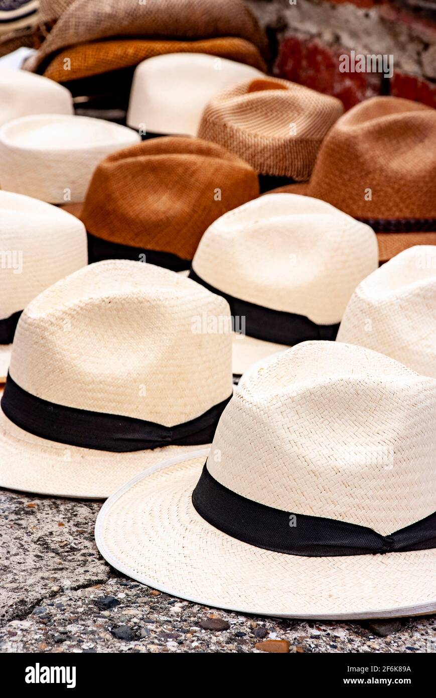 Shopping and Souvenirs Hats sold on the street in Cartagena de Indias