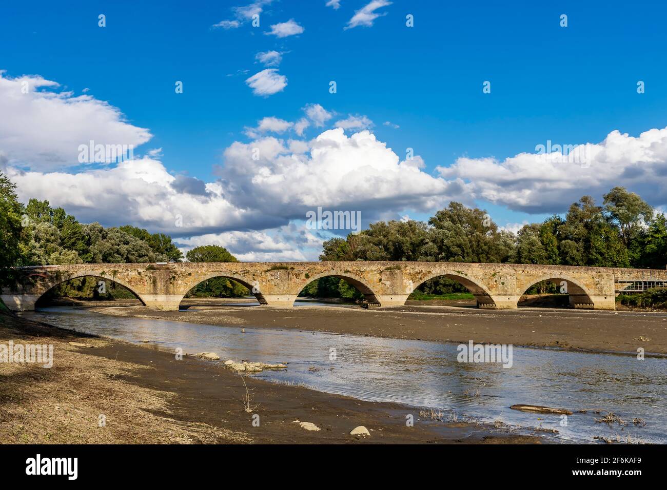 The ancient Ponte Buriano over the Arno river in the province of