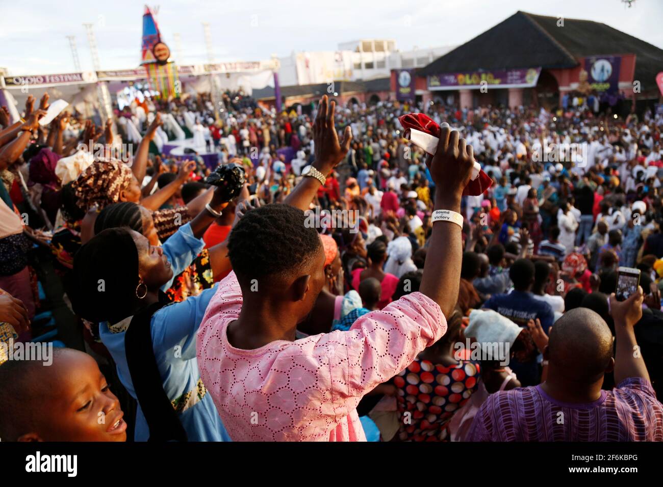 Olojo Festival Venue, Ile-Ife, Osun State, Nigeria. Stock Photo