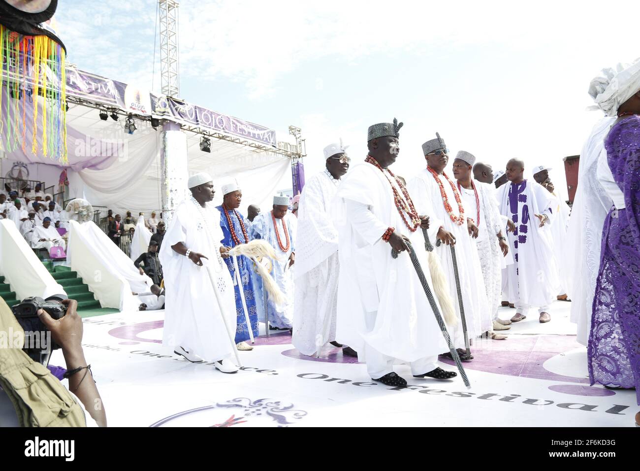 Yoruba Monarchs, Olojo Festival, Ile-Ife, Osun State, Nigeria. Stock Photo