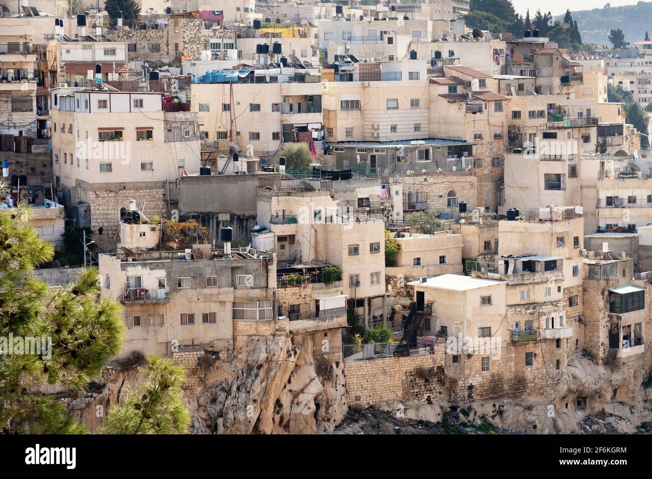View of houses of the arabian village on the hillside of Mount of