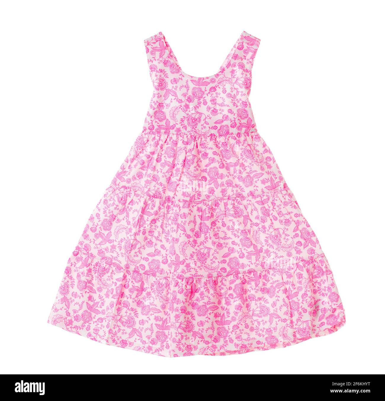 Pink dress with floral pattern. Isolated on a white background Stock ...