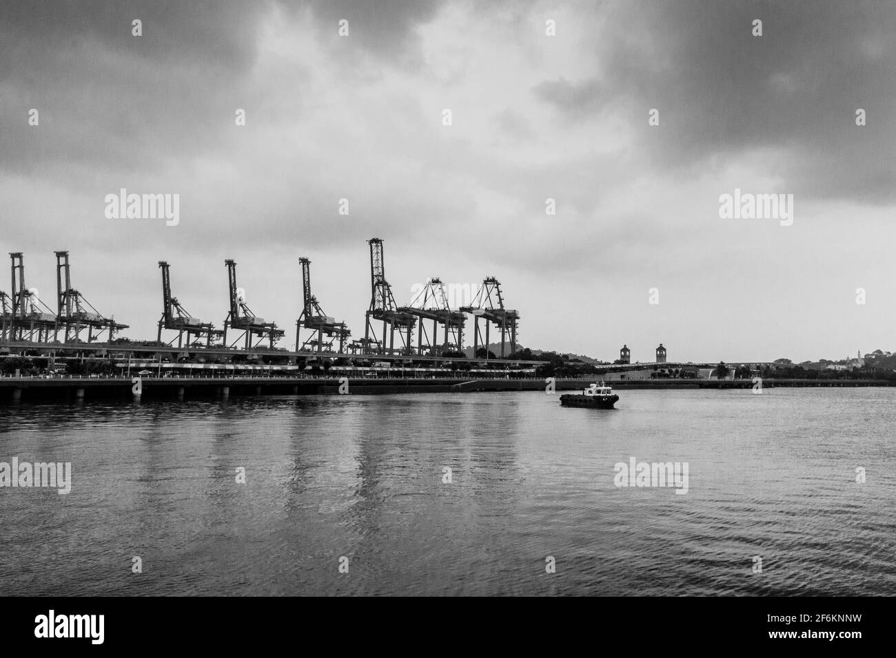 Container cranes at the Brani Terminal in Pulau Brani, Singapore Stock