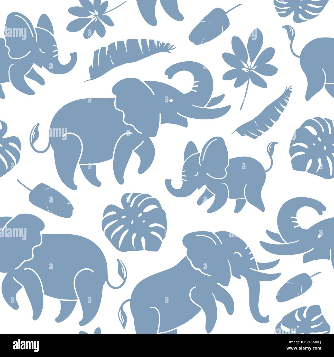 Seamless pattern with funny pink elephants and tropical leaves. Vector  pattern for fabrics, clothes, for wrappers and packages, wallpaper,  pastelgo linen and textiles, baby products Stock Vector Image & Art - Alamy