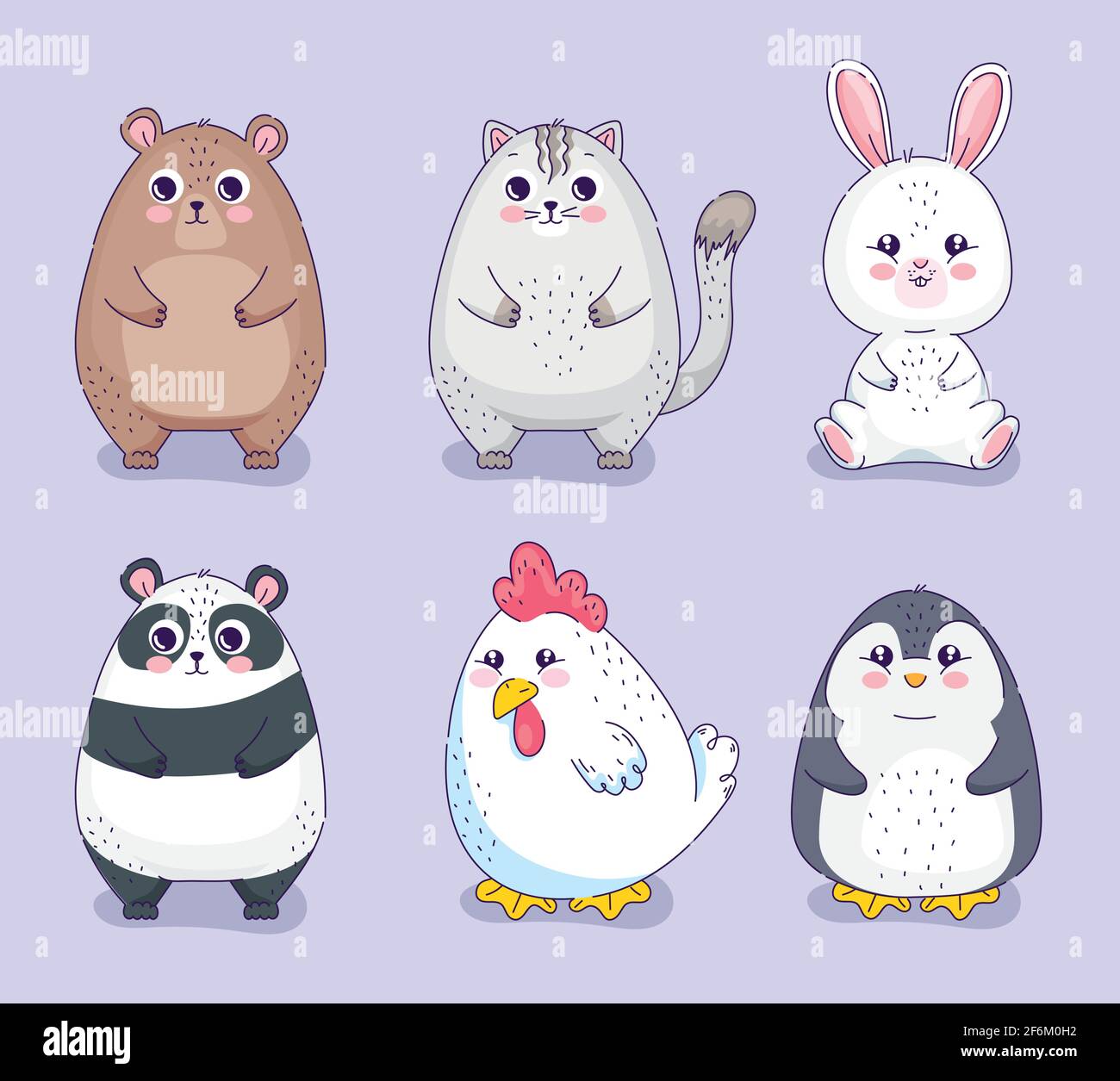 cute six animals Stock Vector