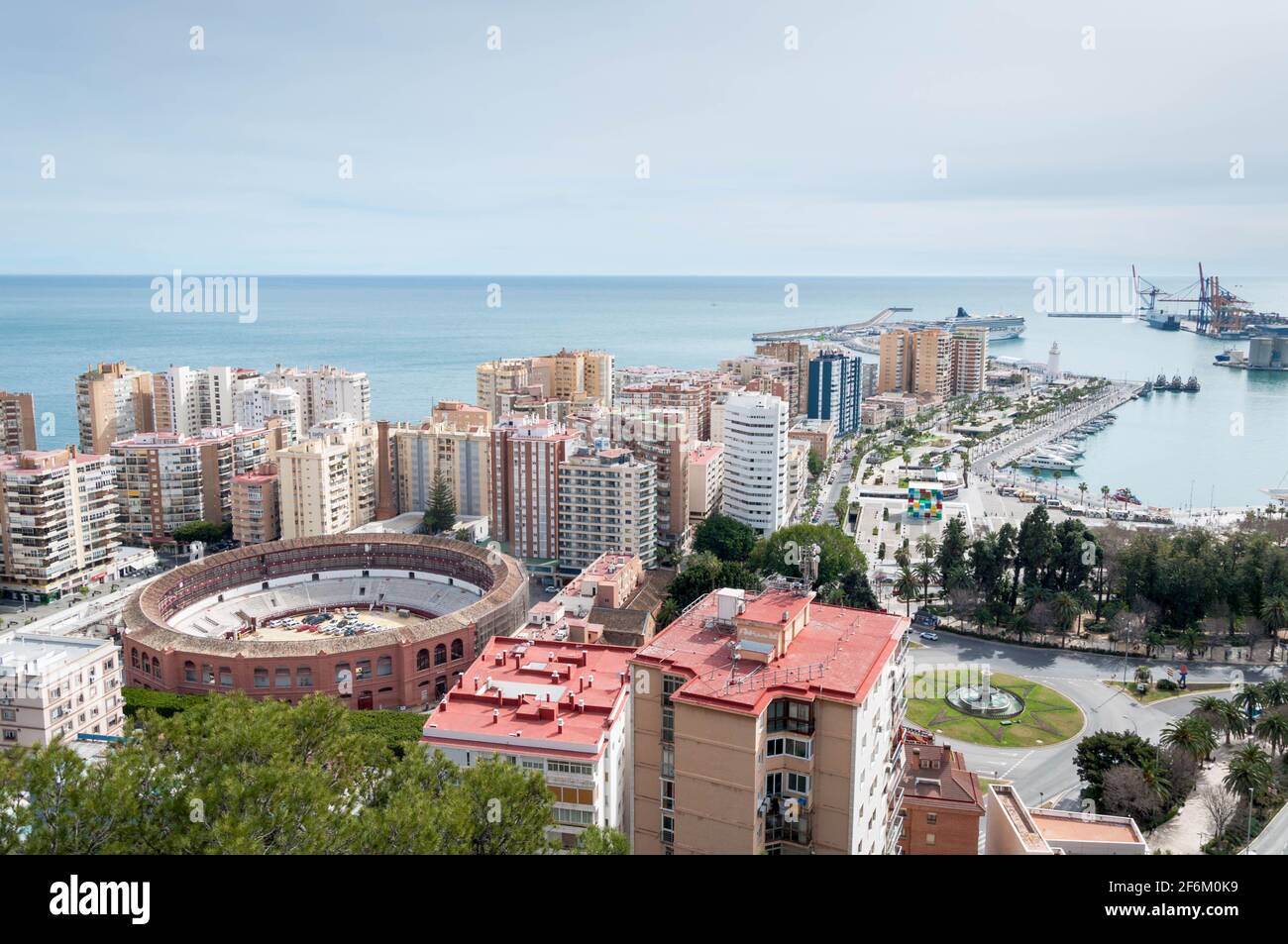 A bird's eye view over Malaga, Spain Stock Photo