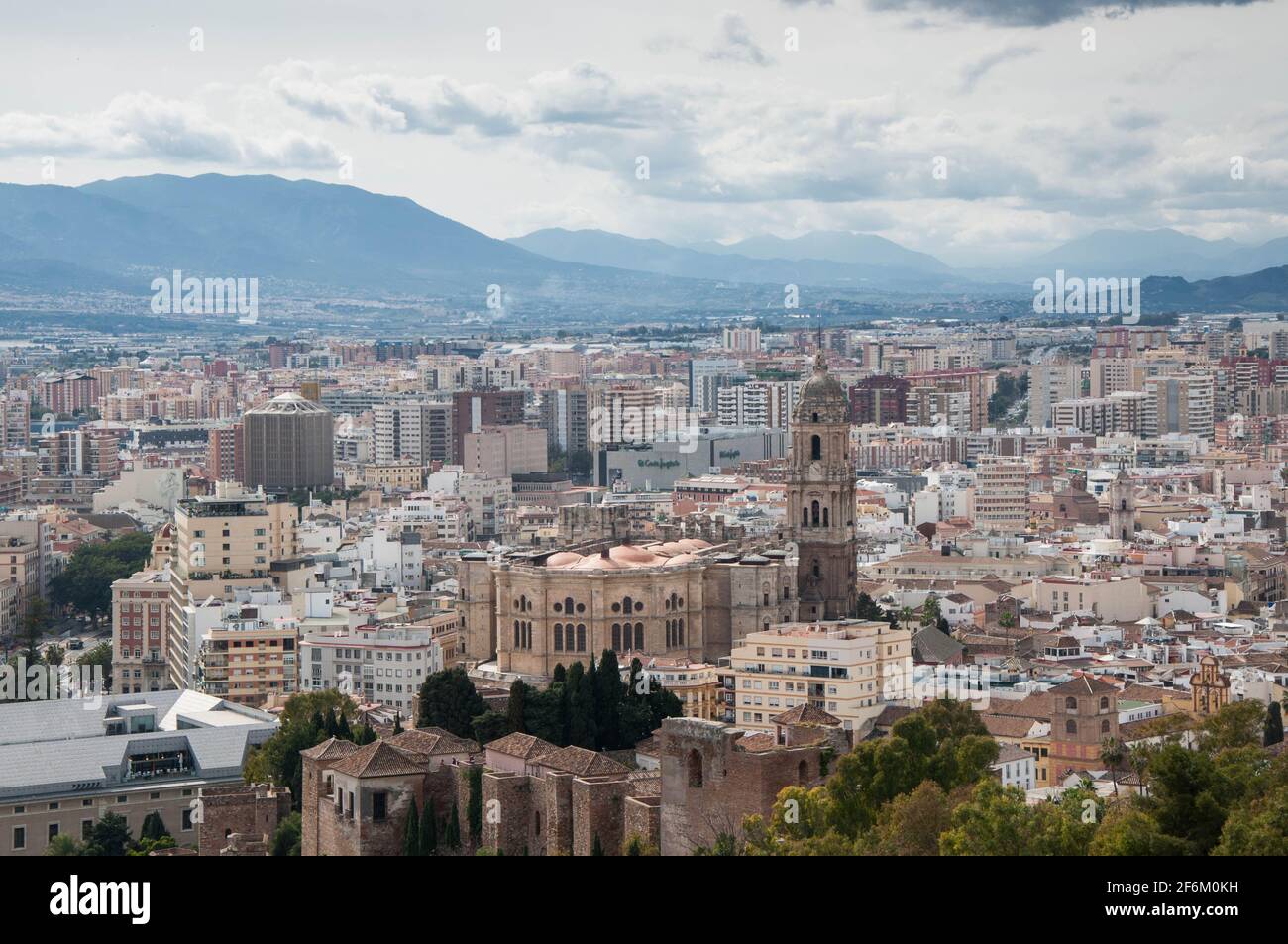 A bird's eye view over Malaga, Spain Stock Photo