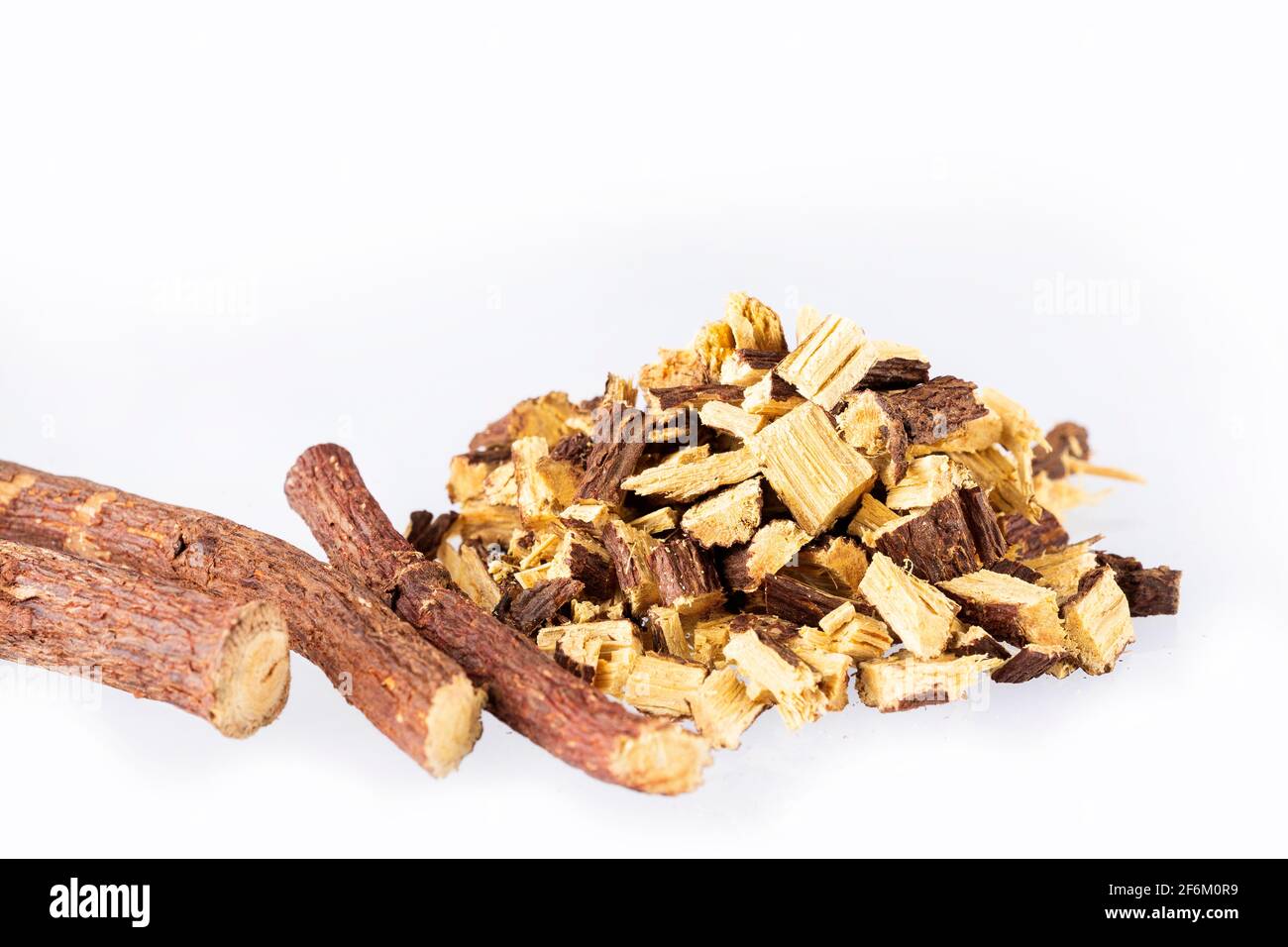 Stems and licorice powder Glycyrrhiza glabra. Licorice root has