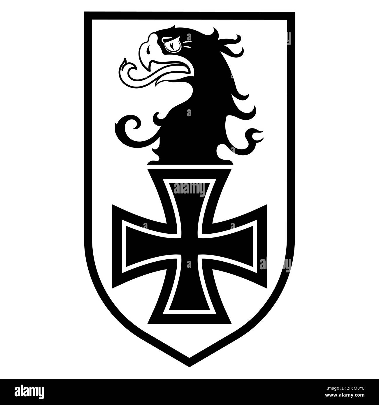Badge of the German Air Force. Eagle head and iron cross Stock Vector