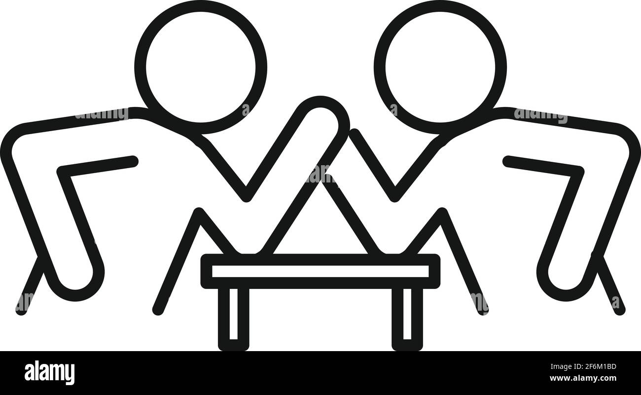 Table arm wrestling icon, outline style Stock Vector