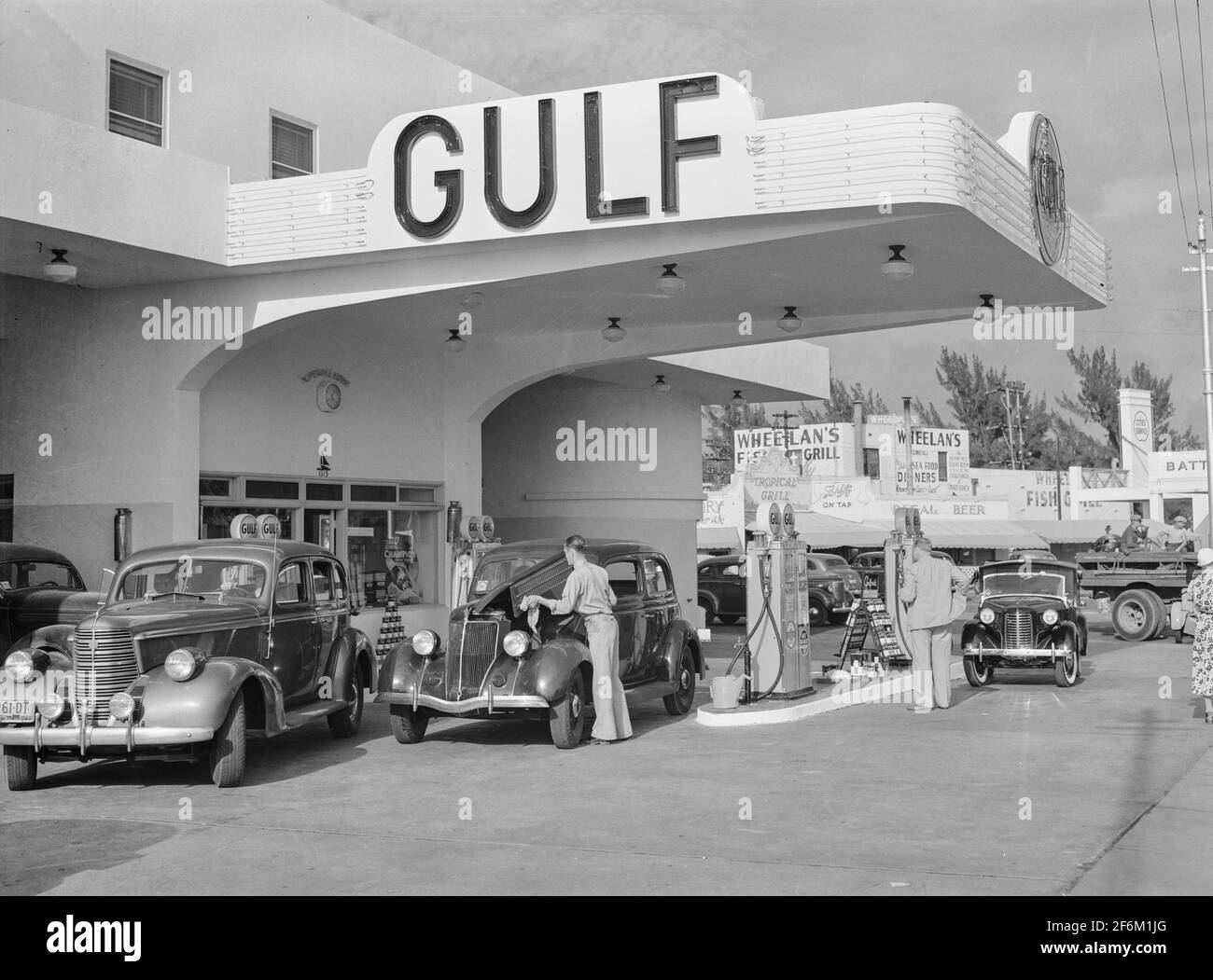 Gas stations are on an elaborate scale, often modern in design