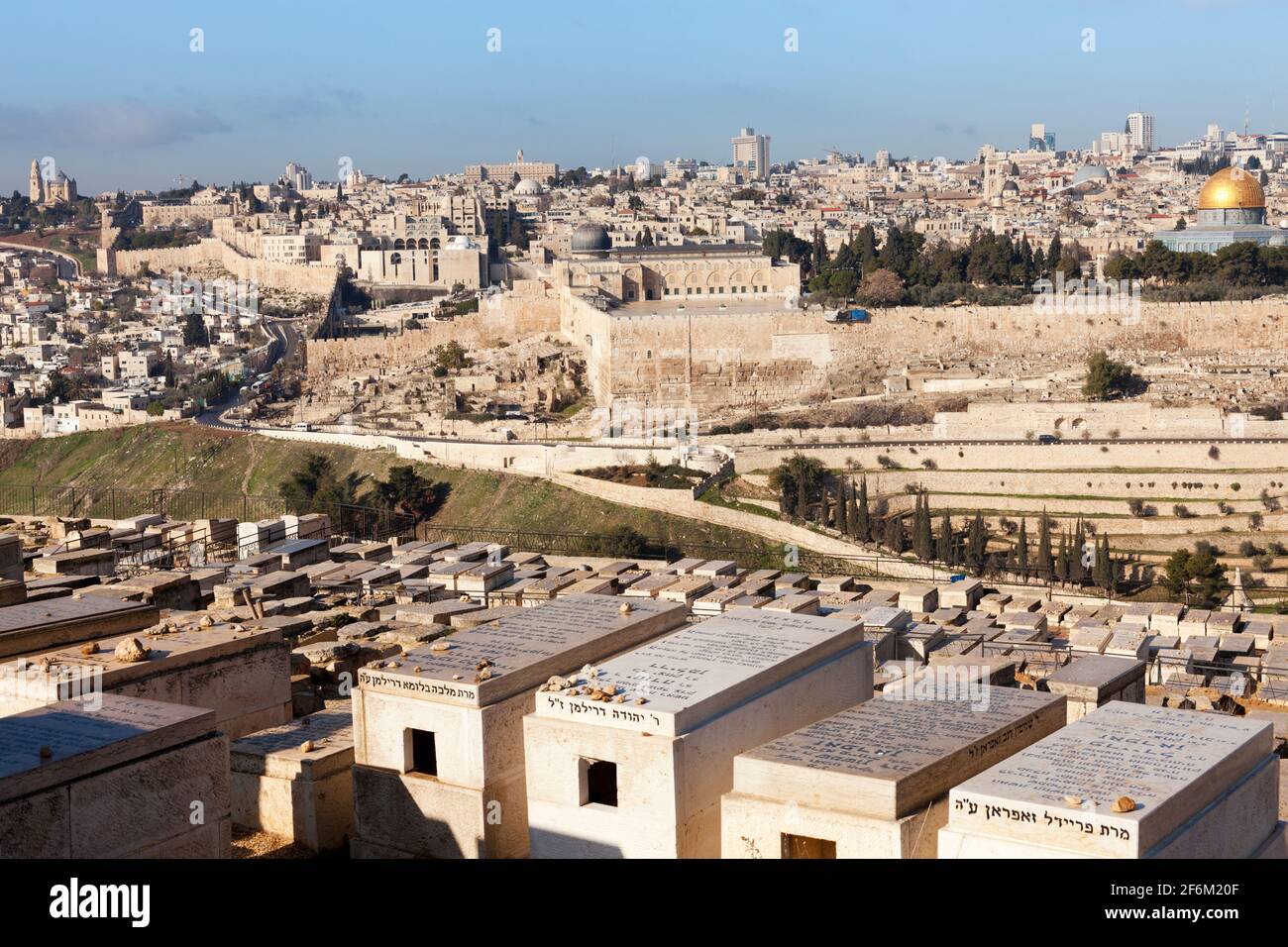 Israel, Jerusalem, view of the Old City of Jerusalem from Mount of Olives Stock Photo