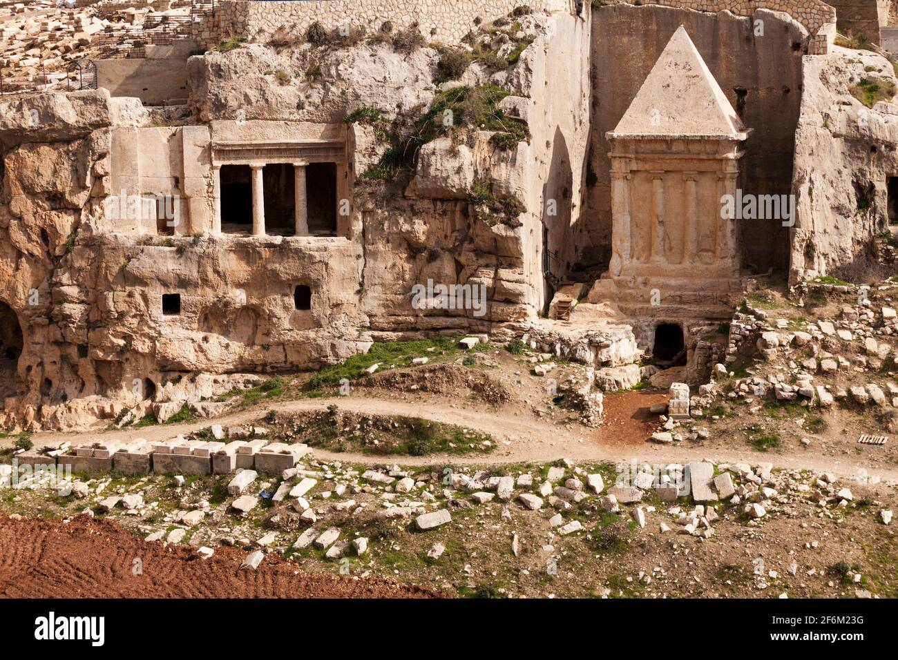 Israel, Jerusalem, Tomb of Zechariah,  is an ancient stone monument adjacent to the Tomb of Benei Hezir.  located in the upper Kidron valley Stock Photo