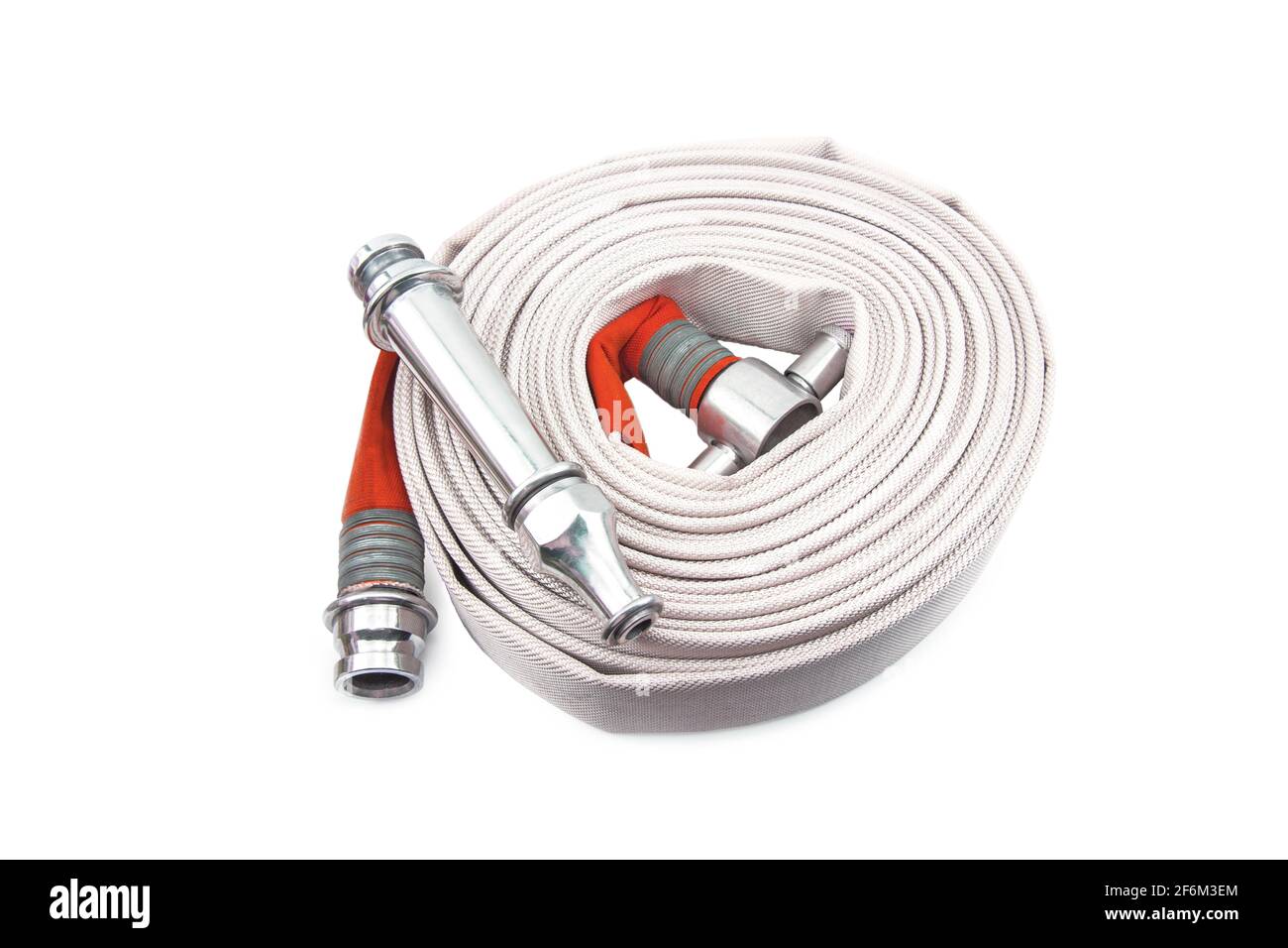 Red fire hose coil isolated on the white background Stock Photo Alamy