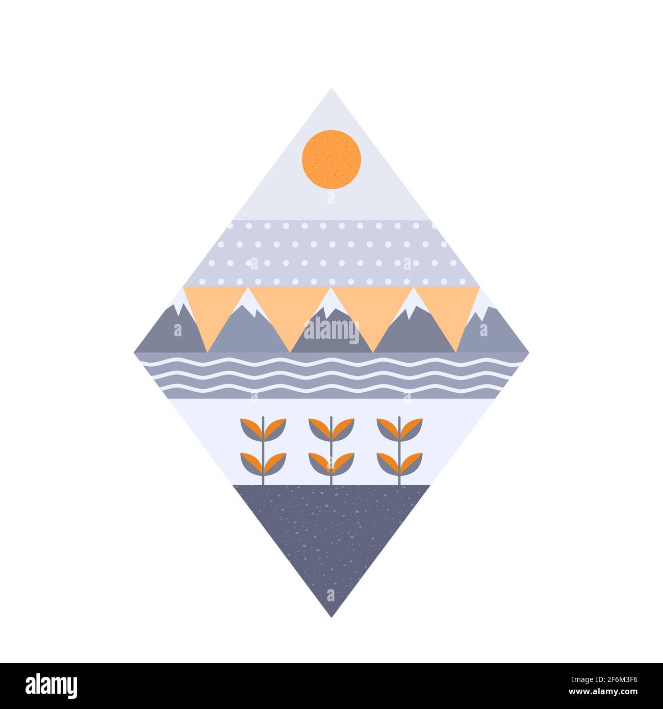 Abstract landscape from geometric shapes. Flat cartoon style. Vector