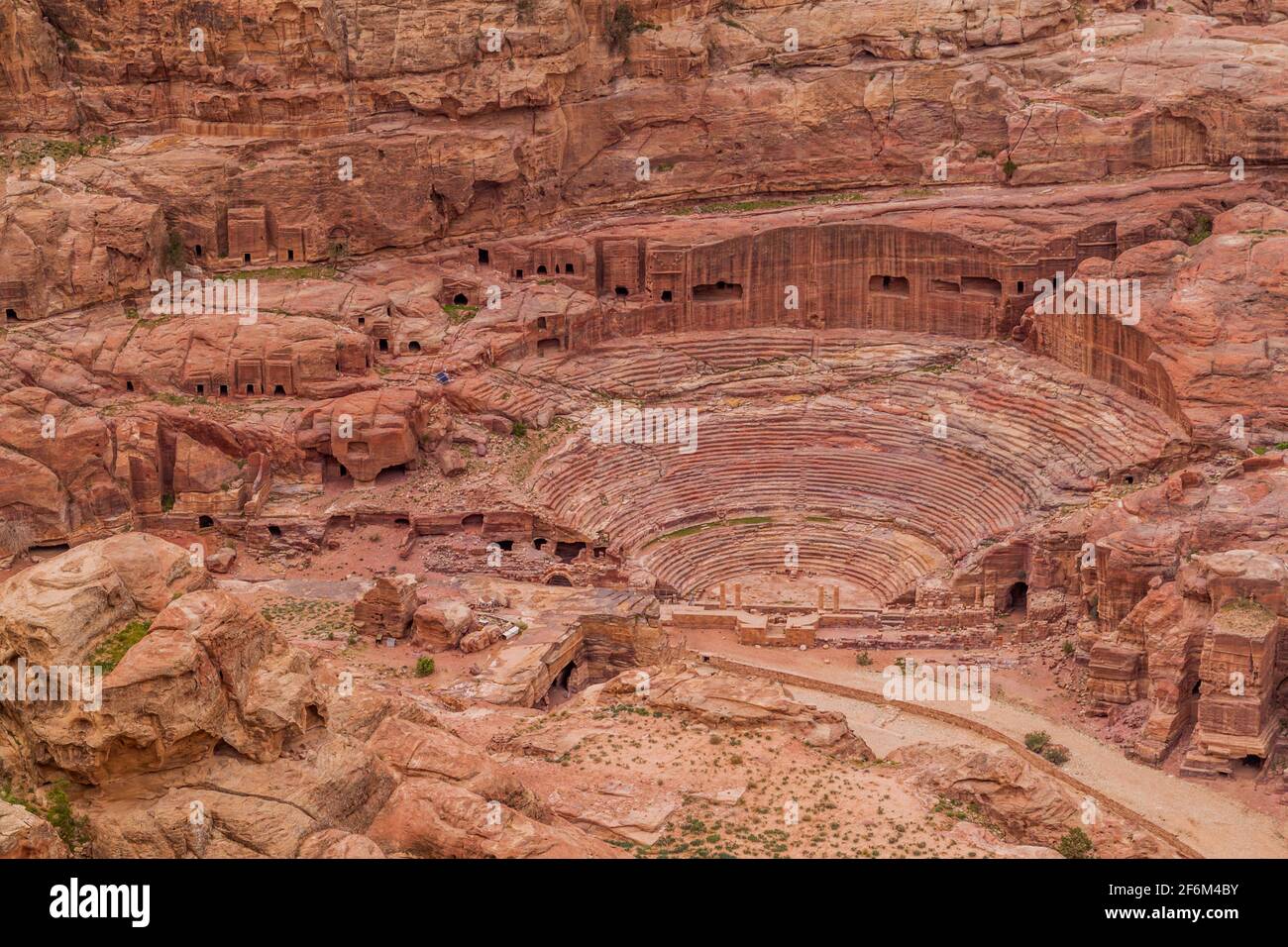 Roman theatre in the ancient city Petra, Jordan Stock Photo