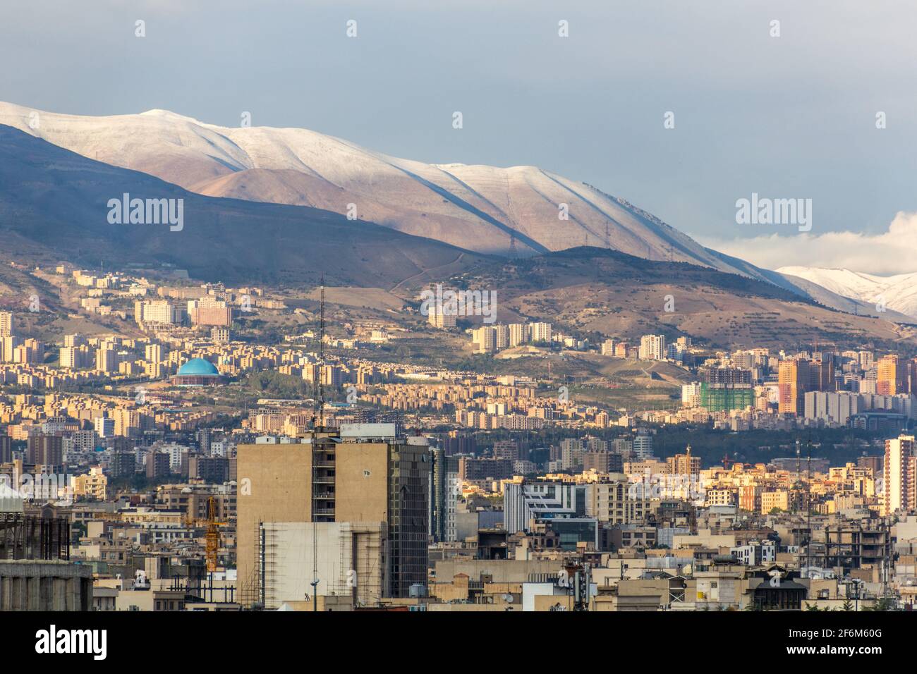 Skyline of Tehran with Alborz mountain range, Iran Stock Photo