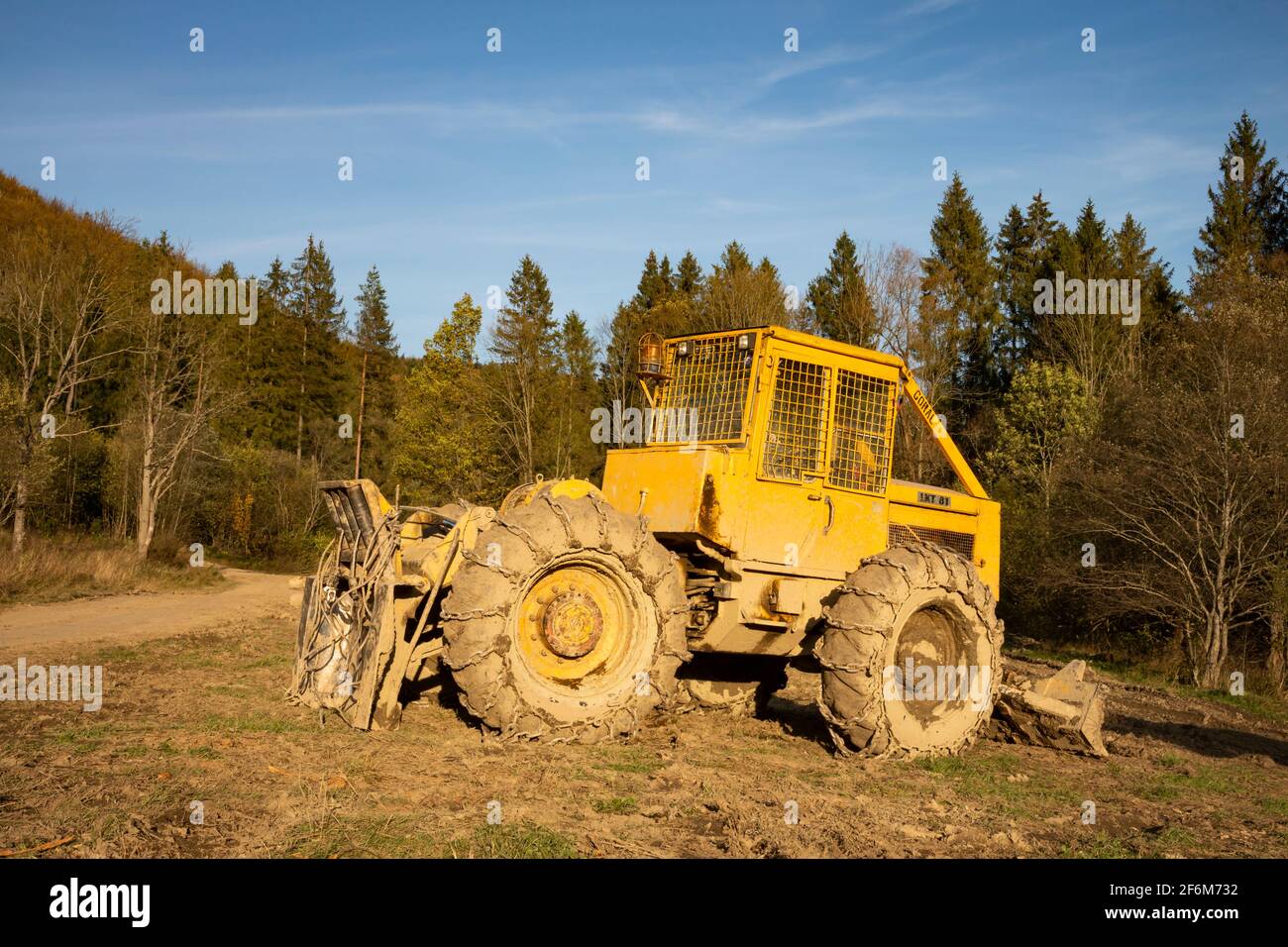 Forest tractor LKT 81 in the Bieszczady Mountains. Eastern Carpathians, Poland, Europe Stock Photo