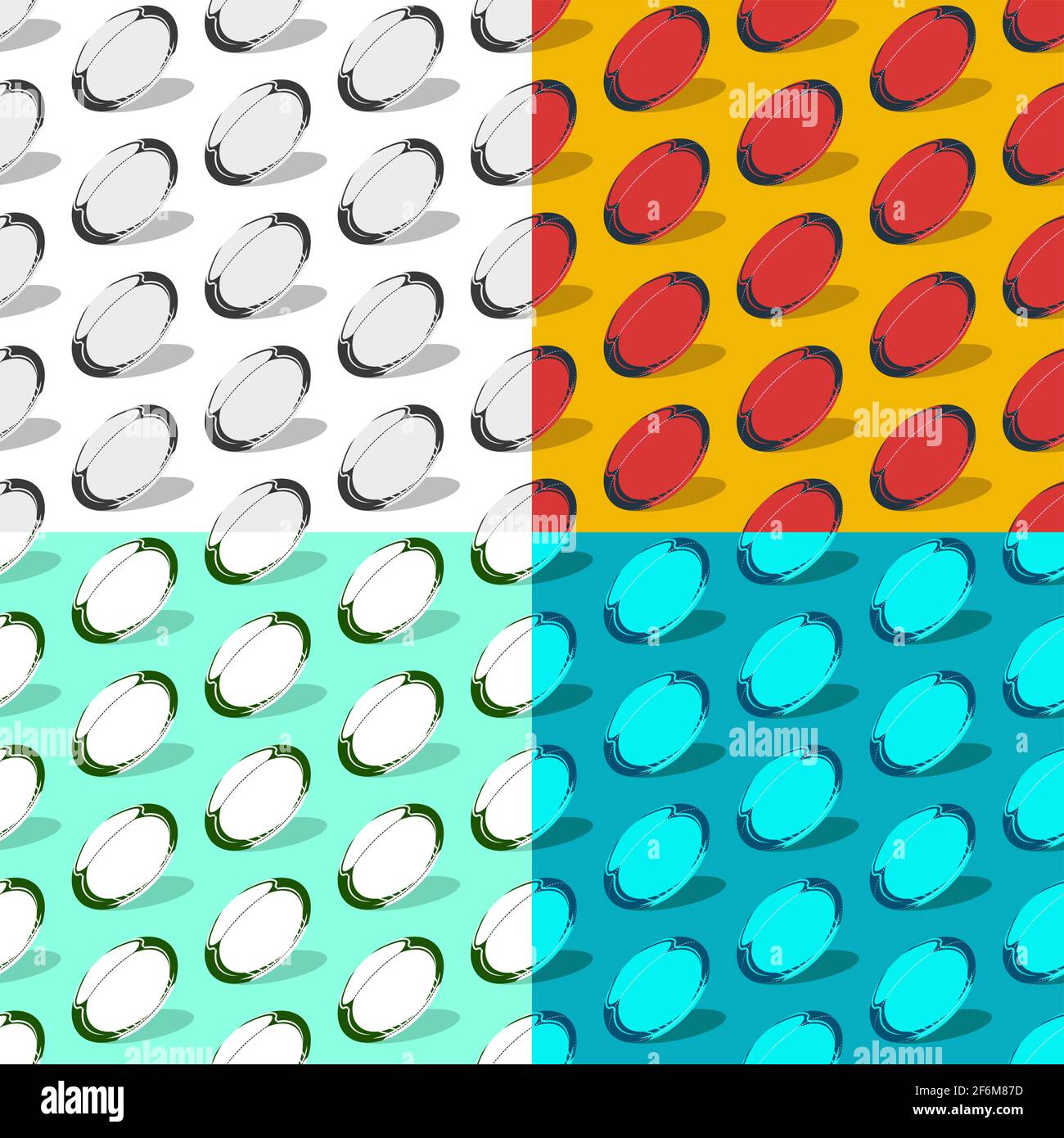 set of seamless patterns with rugby sport ball. Team sports. Ornament for decoration and