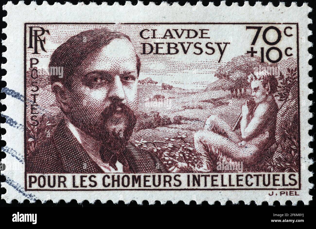 Claude Debussy on french postage stamp Stock Photo