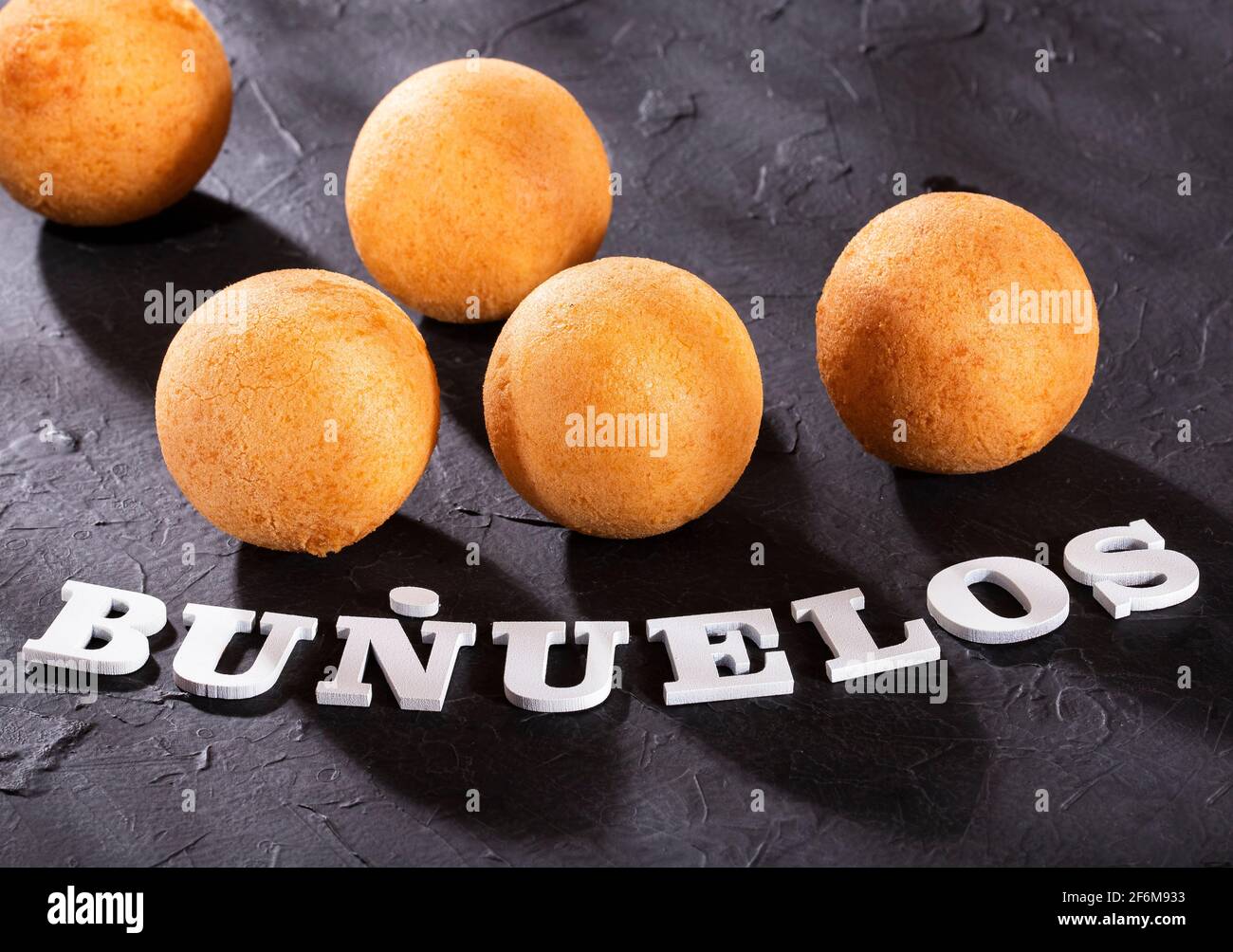 Colombian buñuelo that is traditionally served during Christmas Stock Photo