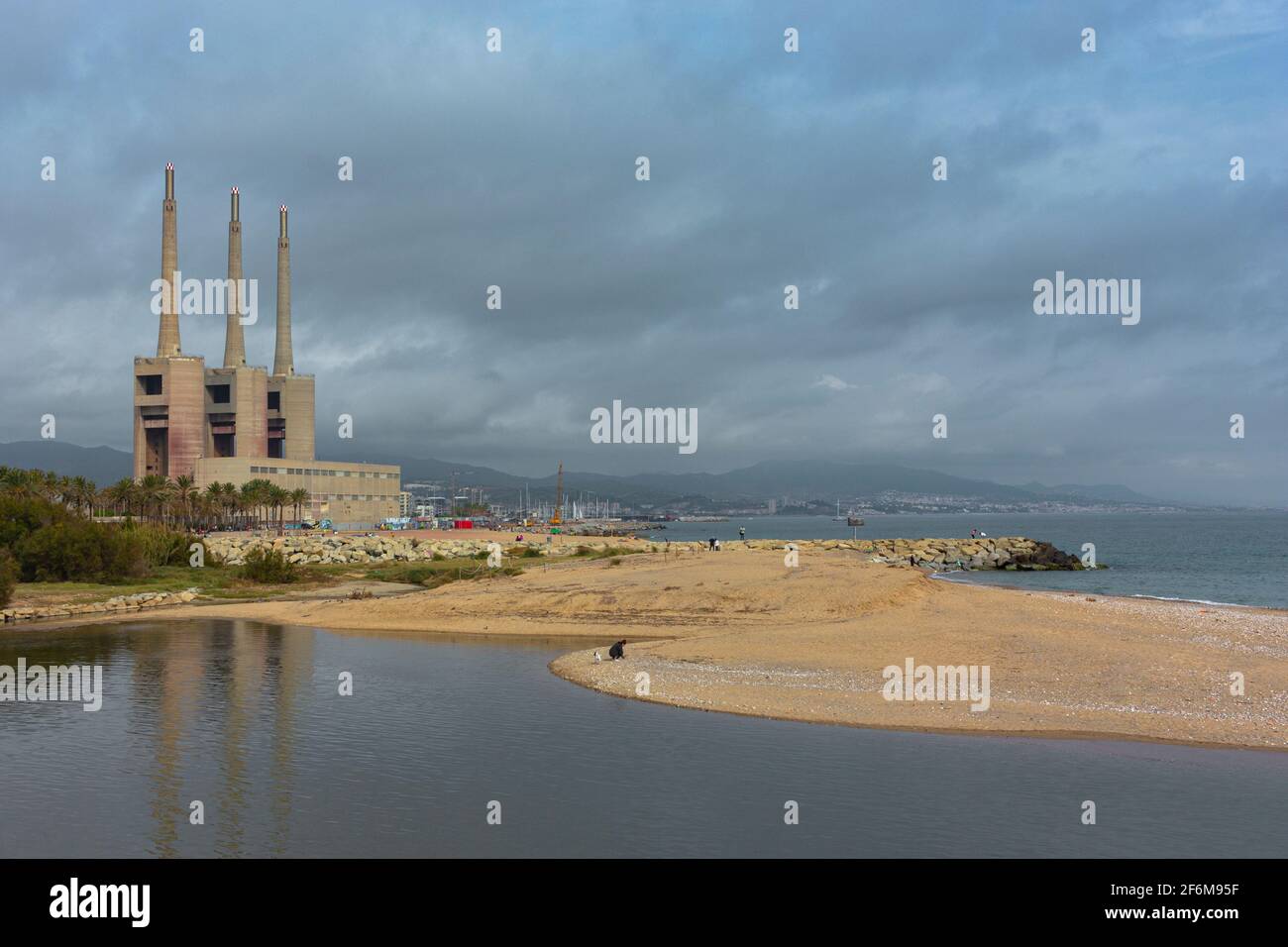 Landscape with an old disused thermal power station for the production