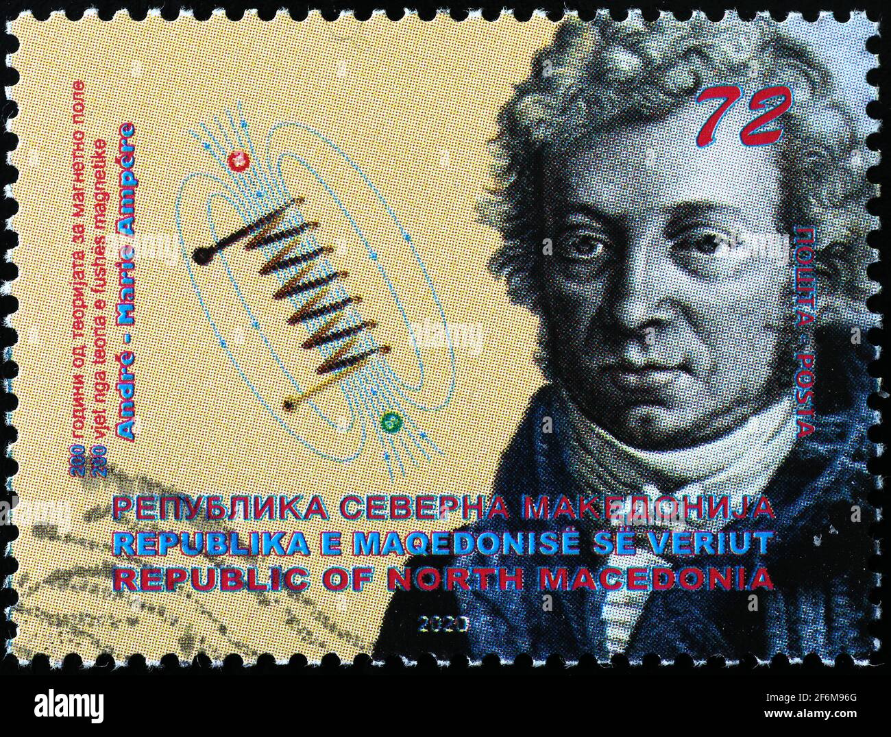 French physicist André-Marie Ampère on postage stamp Stock Photo