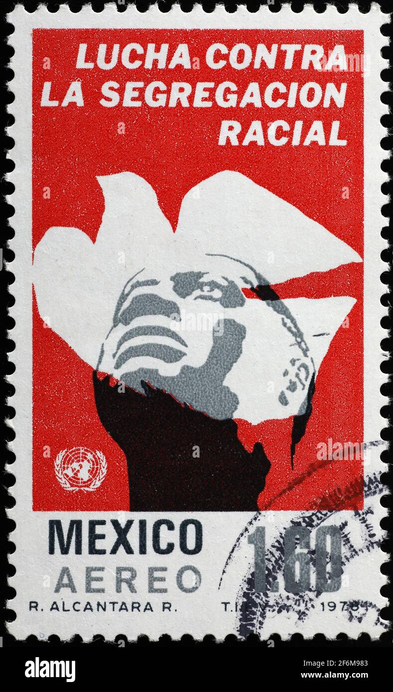 Fight against racial segregation on mexican postage stamp Stock Photo