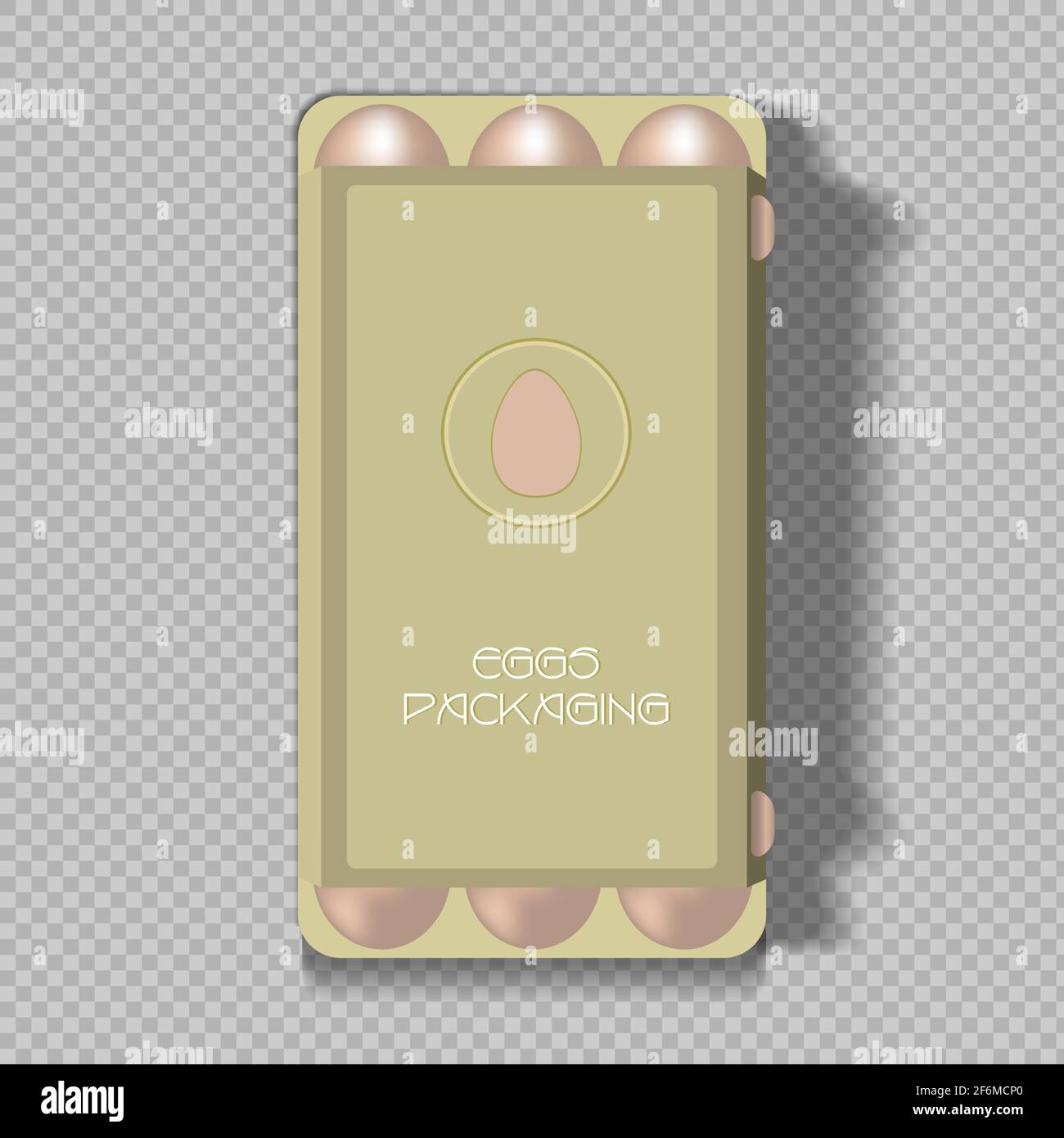 Eggs package mockup, brown empty food tray, carton or container side and top view isolated on transparent background. Natural product promo ad design Stock Vector