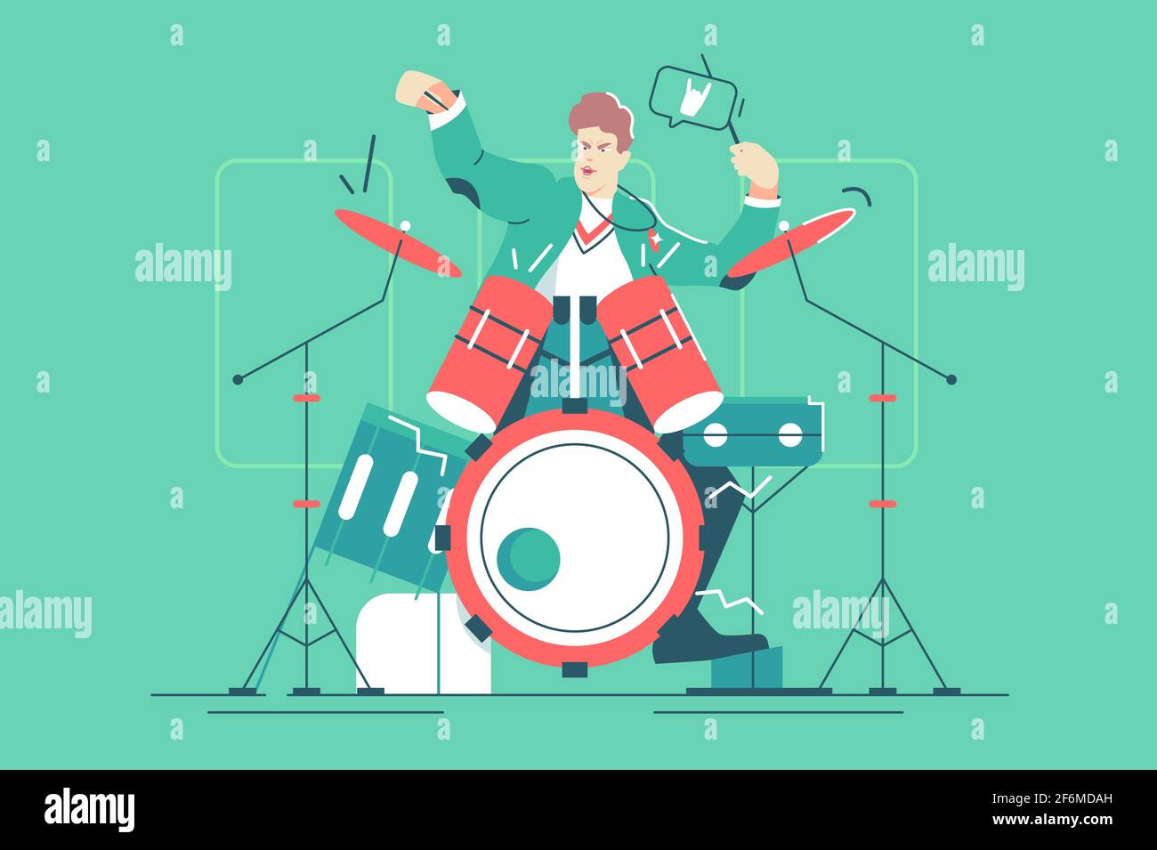 Man beating drum illustration Stock Vector Images Alamy