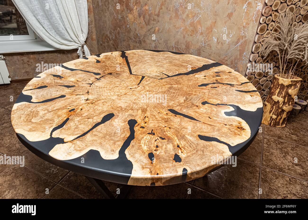 Textured table. Handmade wood products. Stock Photo