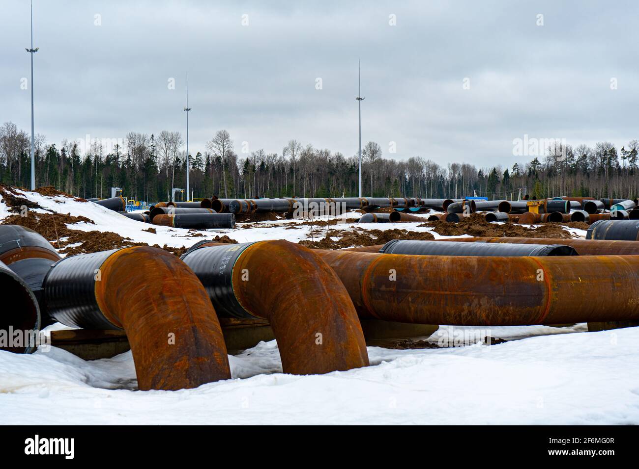 Warehouse of pipes for a gas pipeline. Gas industry, gas pipeline laying Stock Photo Alamy
