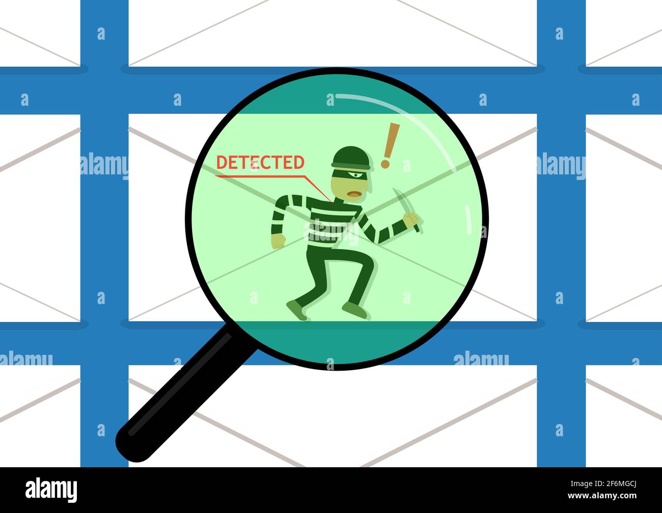 Detected malware in phishing mail, vector art Stock Vector