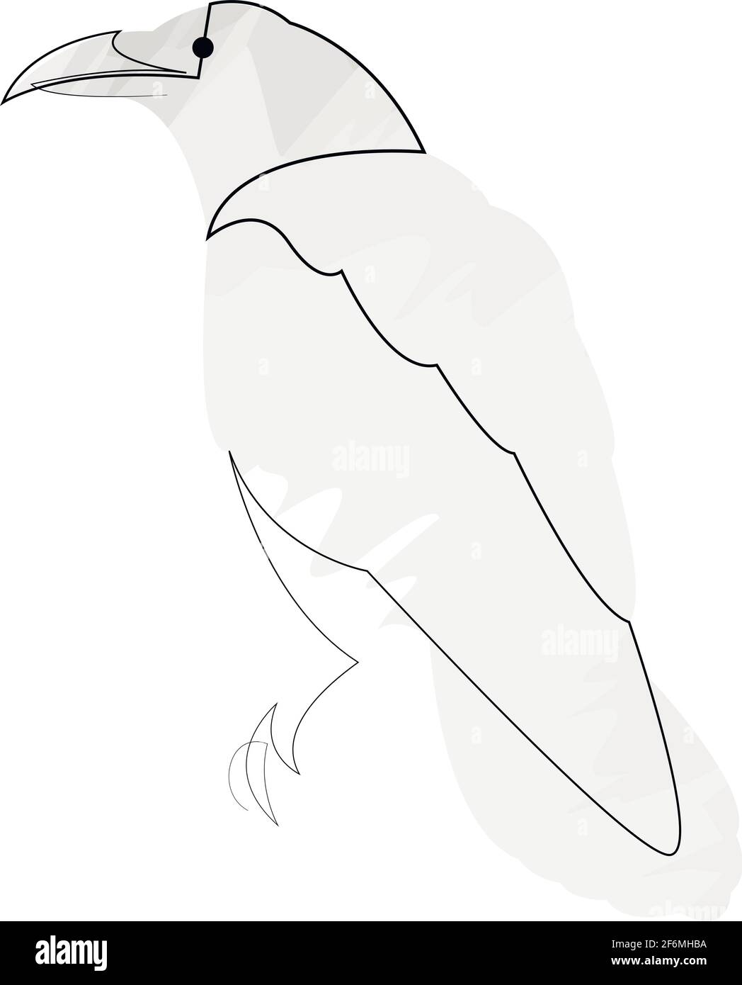 Continuous line raven. Single line minimal style crow vector illustration. Abstract bird drawing Stock Vector