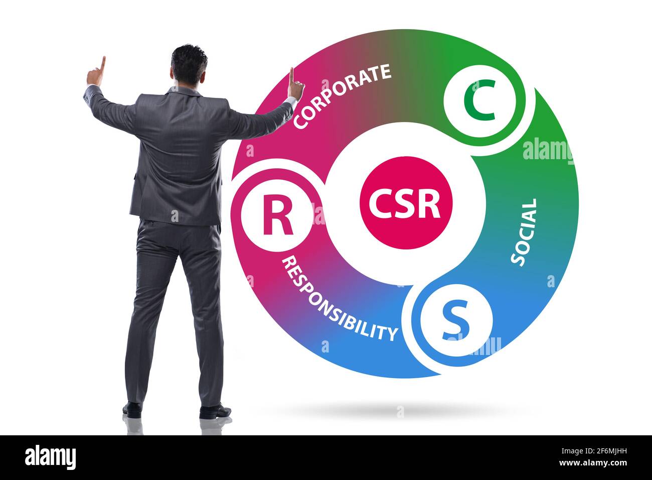 Concept of corporate social responsibility with businessman Stock Photo