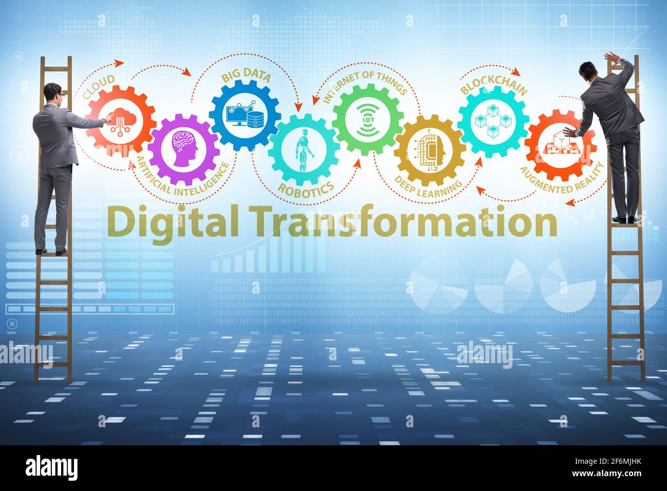 Concept of digital transformation with the businessman Stock Photo - Alamy