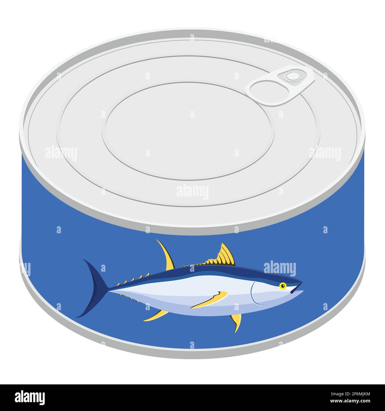 Vector illustration canned tuna fish icon. Can of tuna with label tuna