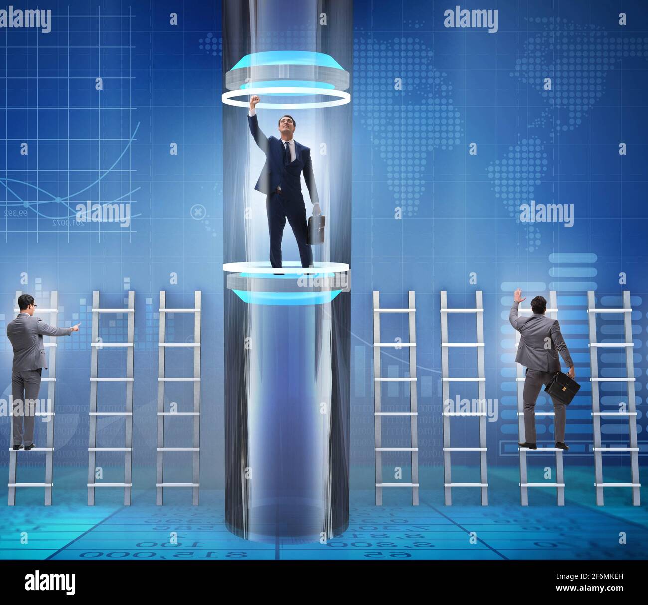 The businessmen in accelerated and fast promotion concept Stock Photo ...