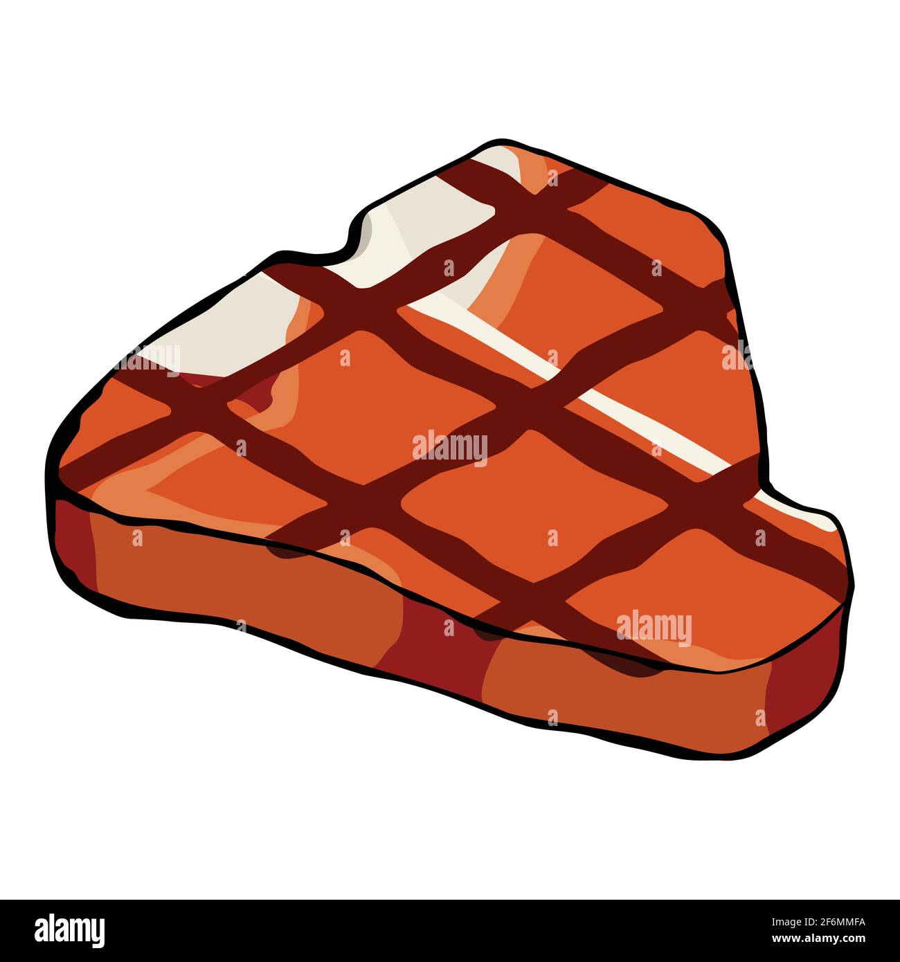 Grilled barbecued beef Tbone steak isolated on white background