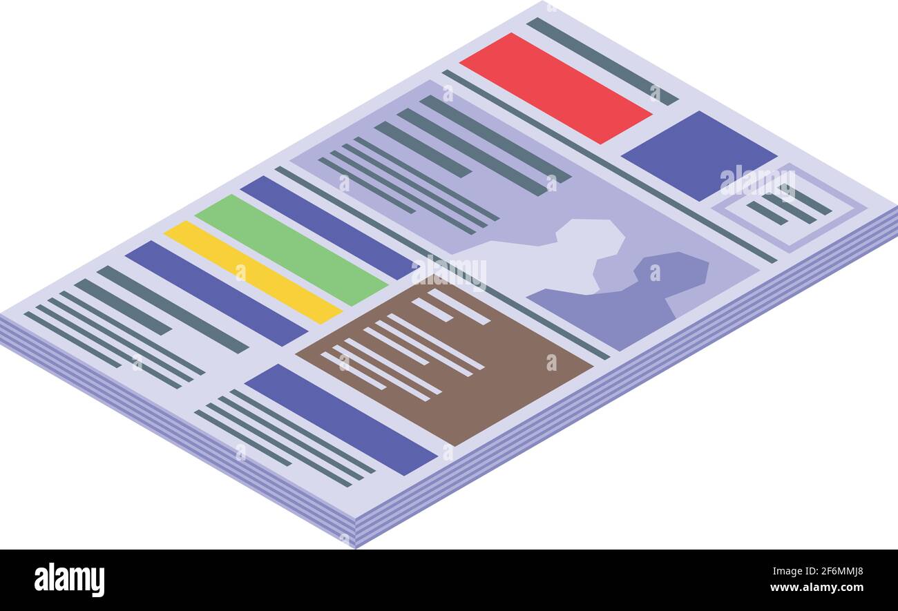 Newspaper information icon. Isometric of Newspaper information vector ...