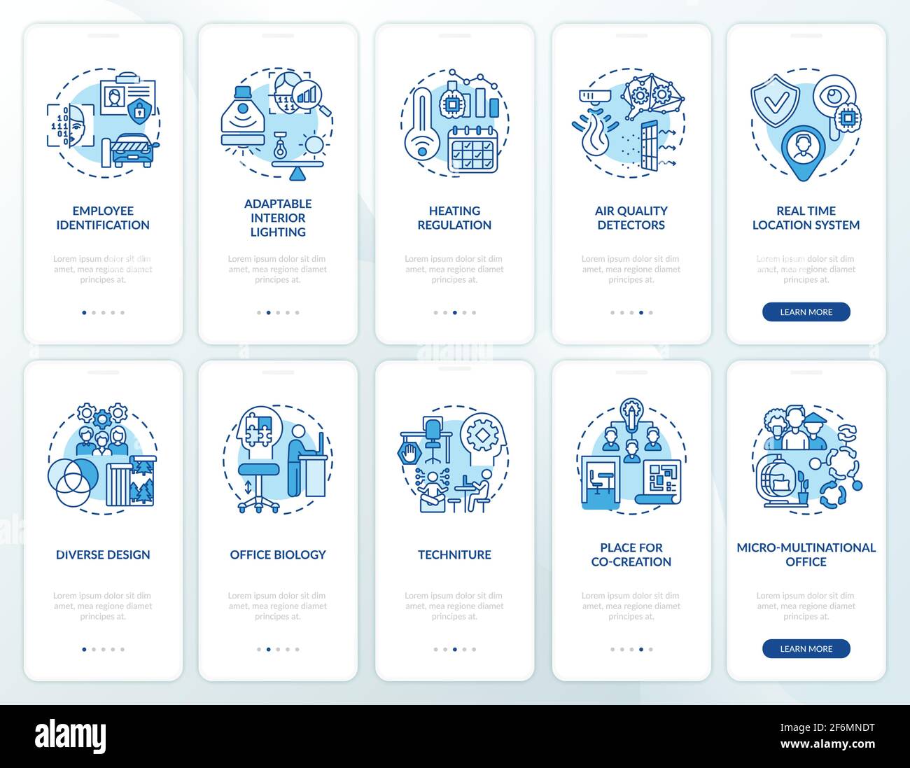 Smart office planning onboarding mobile app page screen with concepts ...