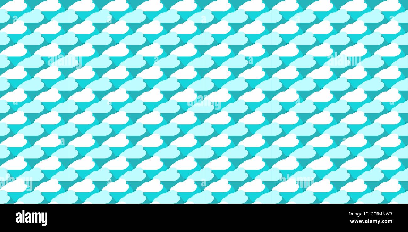 Seamless Blue Sky Background Pattern With Clouds Vector Illustration