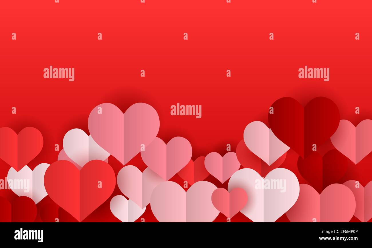 Valentines day background with paper hearts. Vector illustration ...