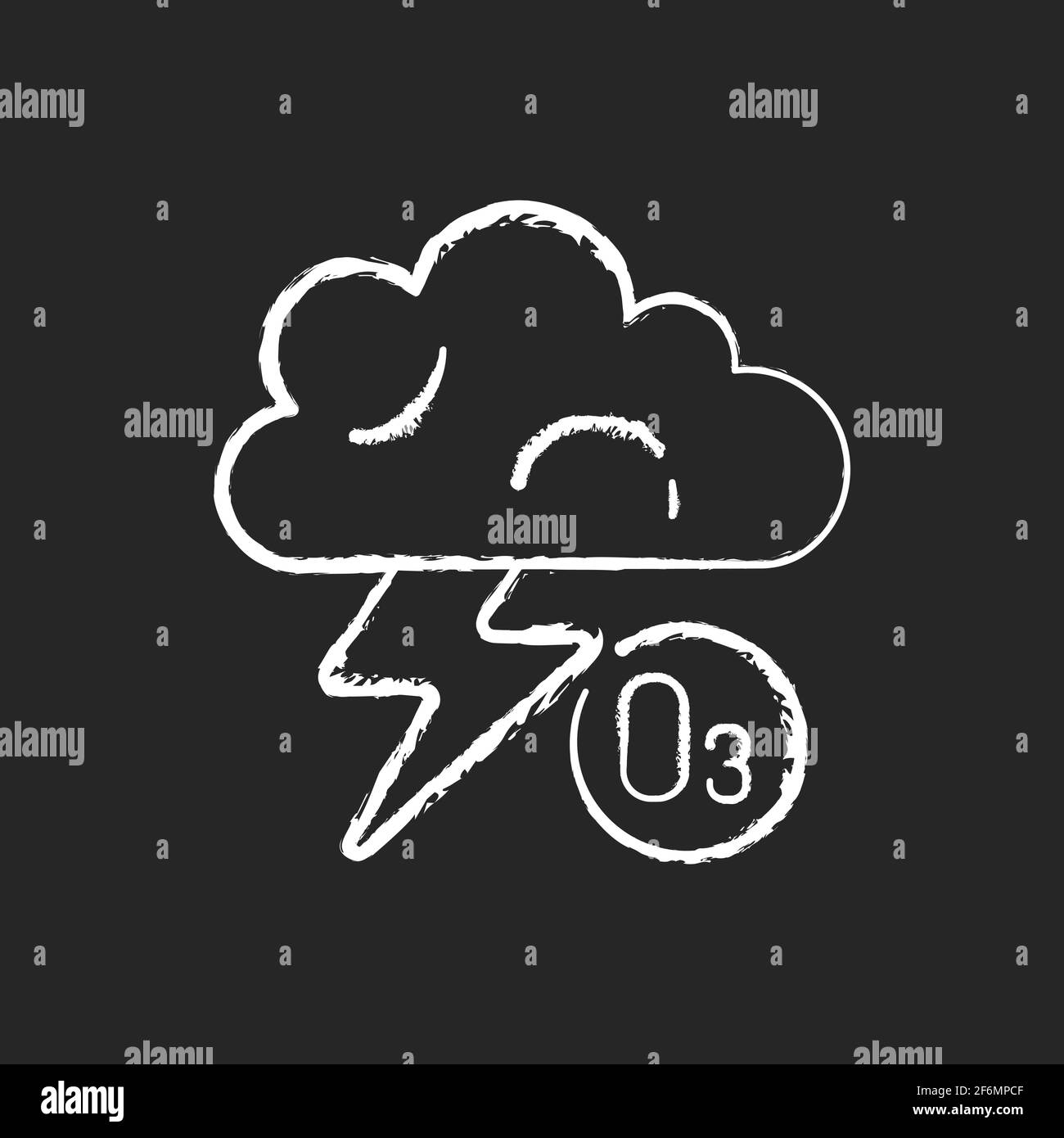 Lightning chalk white icon on black background Stock Vector
